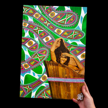 Load image into Gallery viewer, &quot;Trippy Bath&quot; resin-coated acrylic painting on wooden board
