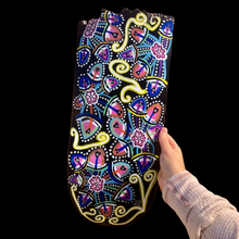 Load image into Gallery viewer, &quot;Floral Swirls&quot; resin-coated acrylic painting on broken skate deck
