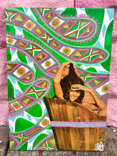 Load image into Gallery viewer, &quot;Trippy Bath&quot; resin-coated acrylic painting on wooden board
