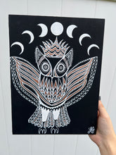 Load image into Gallery viewer, &quot;Spirit Owl&quot; original acrylic painting on wooden board
