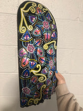 Load image into Gallery viewer, &quot;Floral Swirls&quot; resin-coated acrylic painting on broken skate deck
